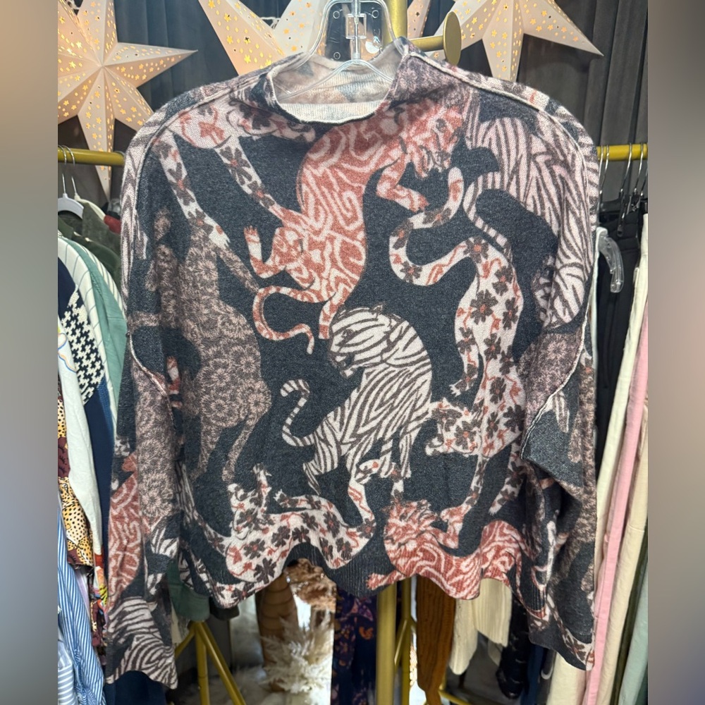 Anthropologie The Alani Cashmere Mock-Neck Sweater Pilcro: Printed Edition NWOT - Picture 2 of 6